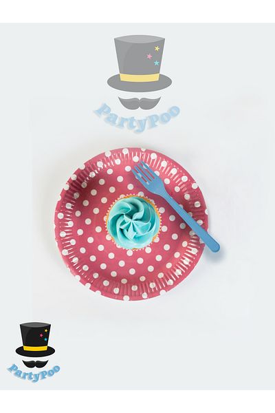 PartyPoo Set of 8 Blue Plastic Fork