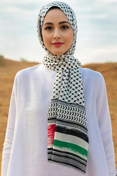 İSTANBULSTYLEMODA Unisex Günlük Kullanıma Uygun Puşi Şal Kefiye Filistin Bayrak Fular Afl2364