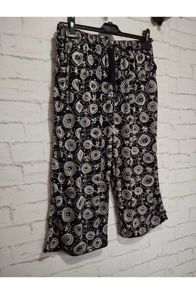 anne moda ankara Зручний крій, стильний візерунок, повністю літній, віскозний бавовняний високий пояс, 2 кишені, напівкапрі.