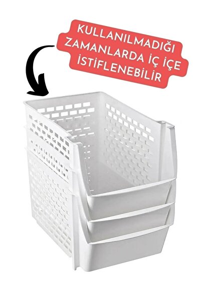 Open Home Concept 6 Pieces Multi-Purpose Folded Organizer for Inside the Cabinet, Under the Sink and Inside the Refrigerator White