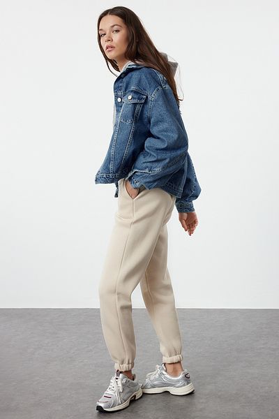 Trendyol Collection Fleece Dicke Jogger Jogginghose - Stein Locker TWOAW23EA00151