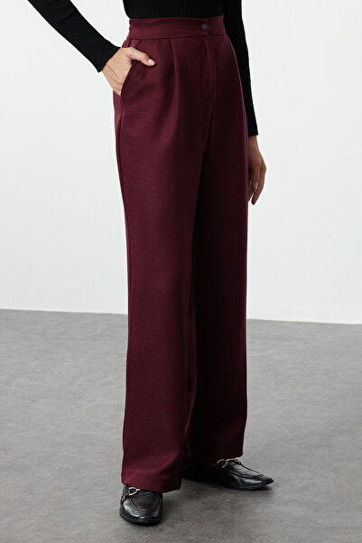 Trendyol Collection Burgundy Straight/Straight Cut Woven Fabric Trousers Twoaw22Pl0321