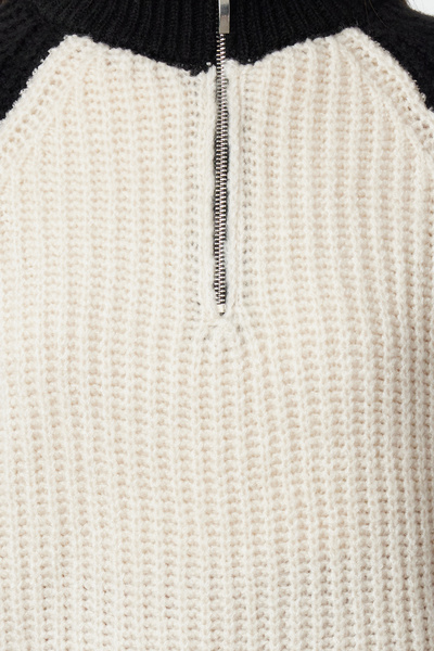 Trendyol Collection Černý barevný blokovaný zip s měkkou texturou pletený svetr TWOAW25KZ00179