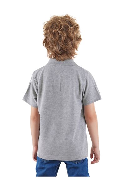 Denokids Unisex Kids Gray Polo Collar School T-shirt - Short Sleeve