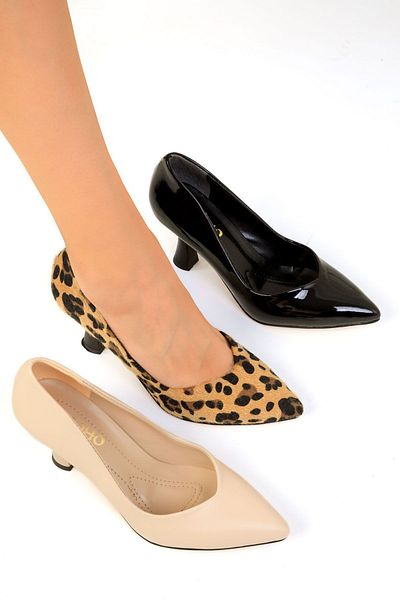 SOHO Klasyczne damskie buty na obcasie w panterkę 16549