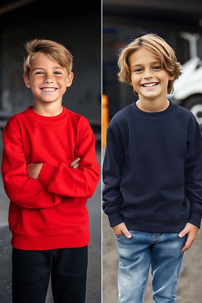 TRENDYOLKIDS Unisex námořnická modro-červená sada bavlněných mikin s výstřihem - TKDAW25SW00000
