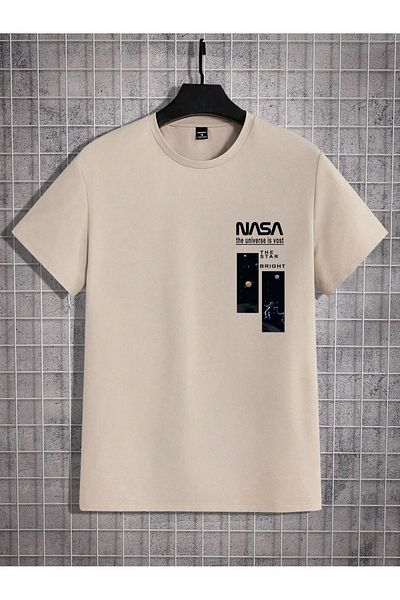 MODARİCH Μπλουζάκι Nasa Bright Beige Oversize - Crew Neck, κοντό μανίκι