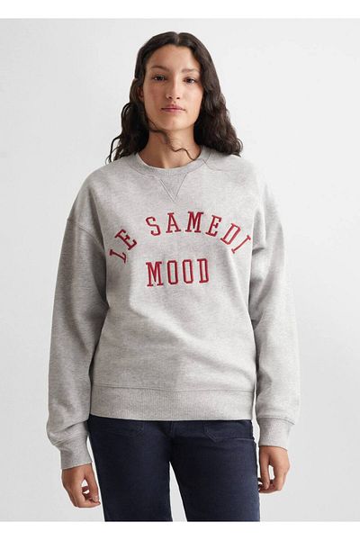 Mango Teen Κεντητό φούτερ με κείμενο