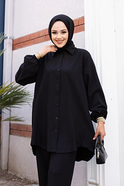 MİSSKAYLE Μαύρο Σετ Πισέτα Hijab