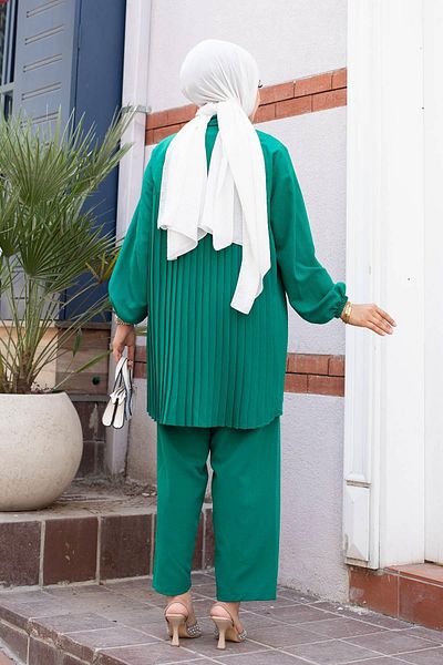 MİSSKAYLE Green Hijab Pleat Set
