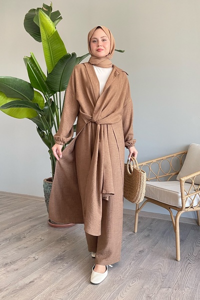 InStyle Casual Double Set Camel - Vema Slit Detailed