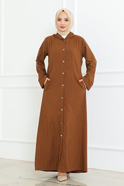 MİSSKAYLE Φόρεμα Ahsen καφέ 4337 - Λεπτομέρεια με κουμπιά