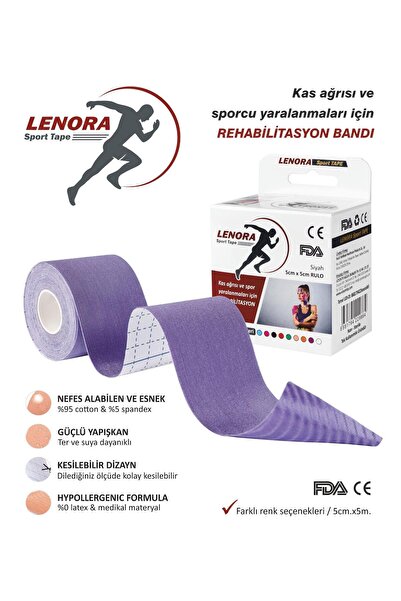 LENORA شريط رياضي باللون الأرجواني بطول 5 أمتار × 5 سم