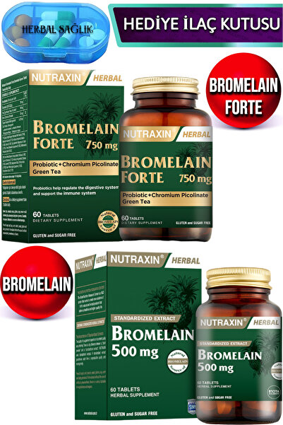 Nutraxin BromelainForte 60 Adet Tablet 750 Mg + Nutraxin Bromelain 60 Adet Tablet 500 Mg