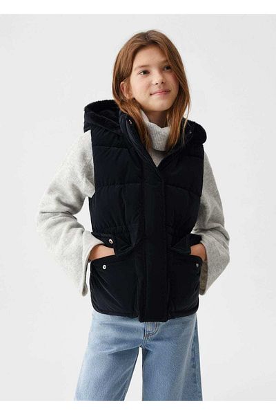 MANGO Kids Jachetă neagră pentru copii