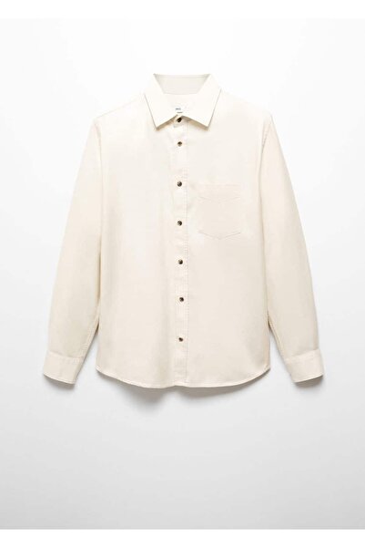 MANGO Man Fırçalanmış Pamuklu Fitilli Gömlek