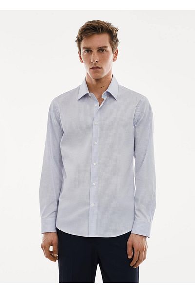 MANGO Man Stretch Fabric Micro-Square Shirt