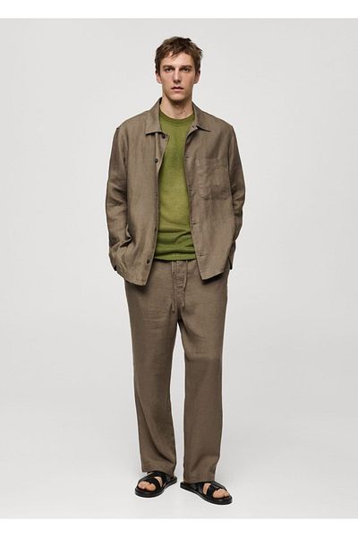 MANGO Man Hemdjacke aus 100 % Leinen mit normaler Passform