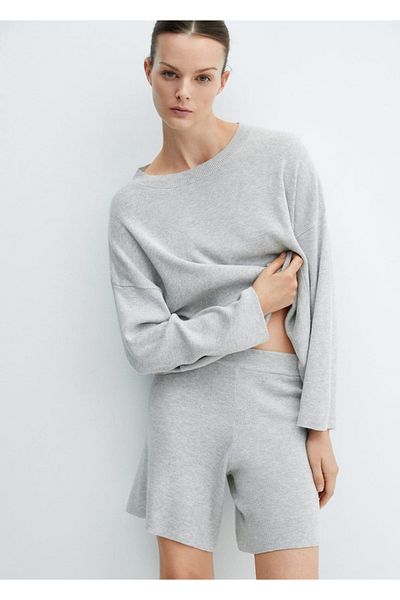MANGO Woman Cotton Linen Round Collar Knitwear Sweater