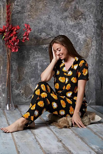 CALİA Set de pijamale de vară cu mâneci scurte cu imprimeu Garfield sezon nou