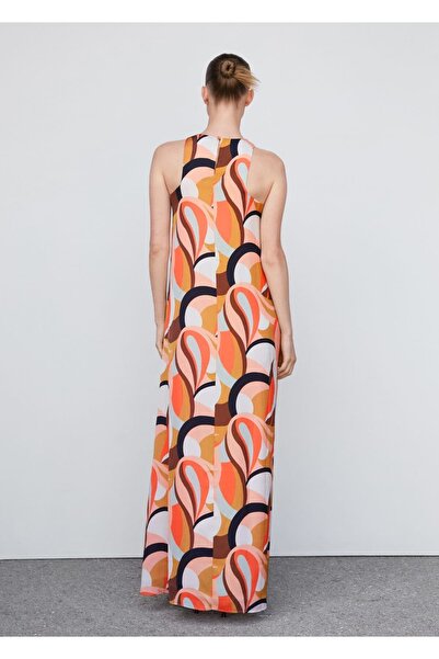 MANGO Woman Desenli Halter Yaka Uzun Elbise
