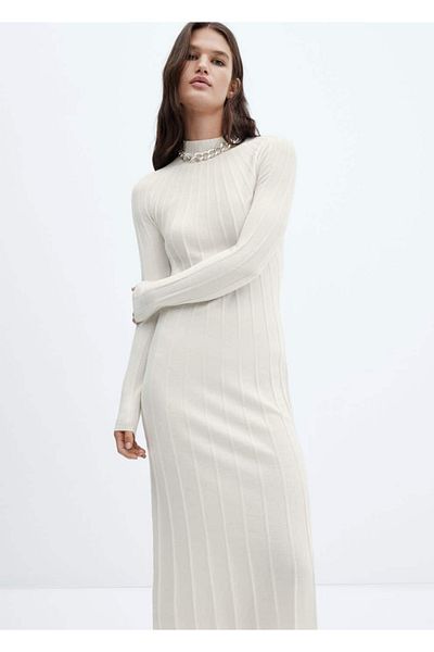 MANGO Woman Perkins collar rib dress