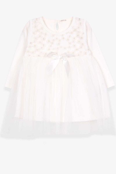 Breeze Girl's Dress, Tulle, Daisy Pattern, 1.5-5 Years, Ecru