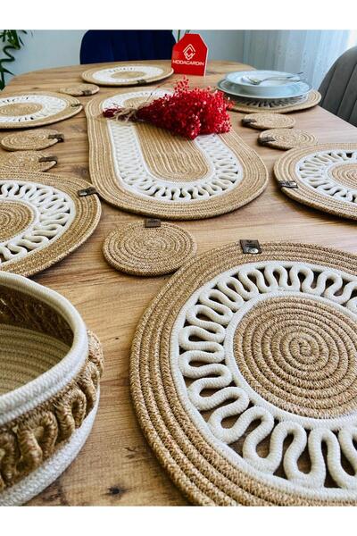bestiva Wicker Jute Presentation Plate Coaster Supla American Service Runner Basket and Cup Holder 14 Pcs Modacardin