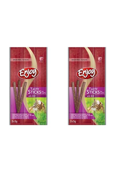 Enjoy Kediler Için Sığır Eti Ile Lezzetli Sticks 3 X 5 Gr * 2 Paket