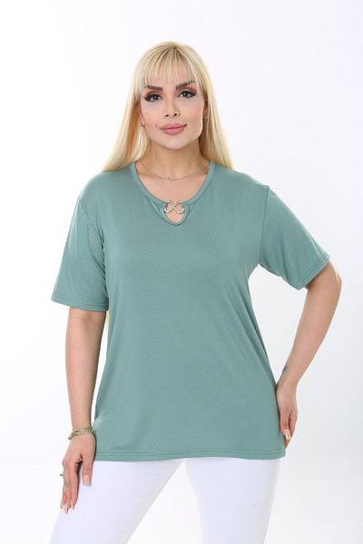 GOLVEN Plus Size Collar Accessory Detailed Blouse