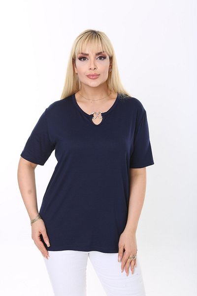 GOLVEN Plus Size Collar Accessory Detailed Blouse