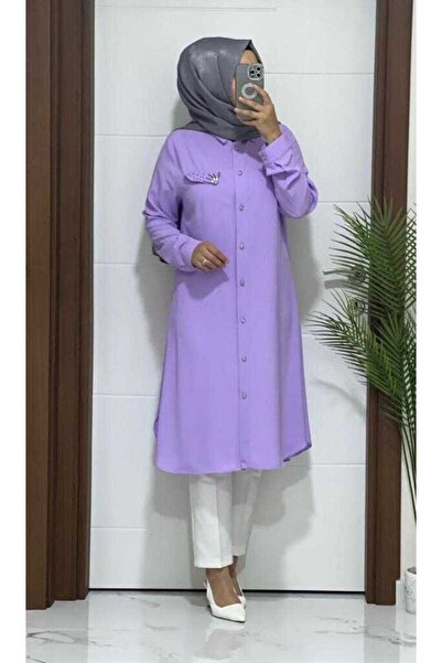 MODA ALMİRA 3125 K60 LİLA TAŞ DETAY TUNİK