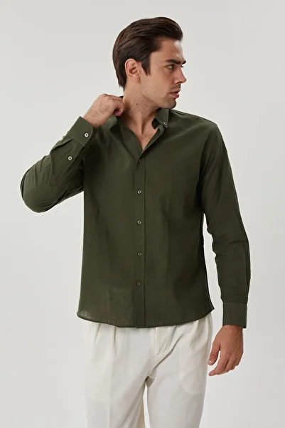 MULAND 100% Cotton Relaxed Oversize Fit Khaki Shirt