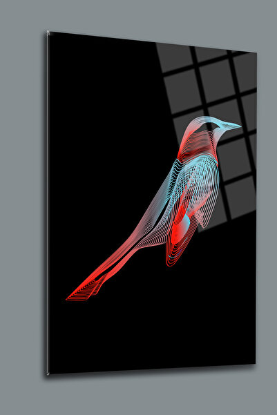 glassartdesign Tablou din sticlă cu siluetă de pasăre