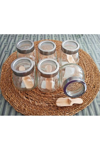 mother kitchen 6-Piece Glass Spice Bowl Set with Metal Lid - Jar