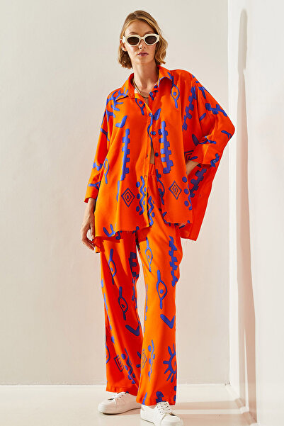 Bianco Lucci Ethnic Patterned Women's Palazzo Trousers Set -60251130