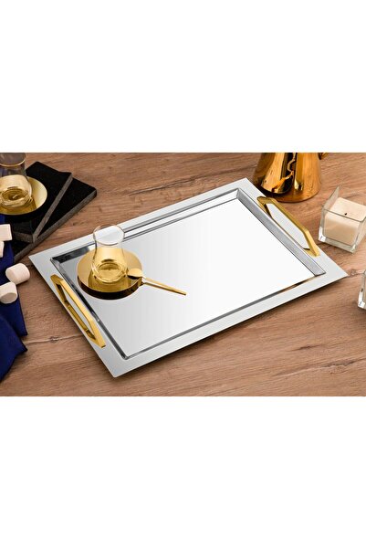 Tiamo Space Paslanmaz Çelik Altın Kaplama Çay Tepsisi