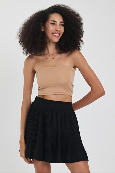 The Base Γυναικείο Μπεζ Scuba Strapless Crop Top