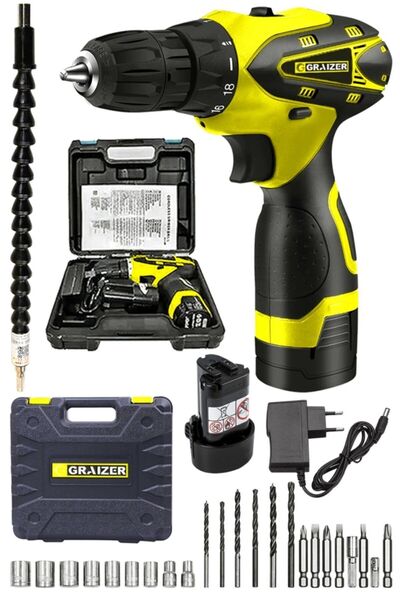 Graizer Alman Titan 32 V Sjs Çift Metal Şanzuman Çift Akülü Şarjlı Vidalama M...