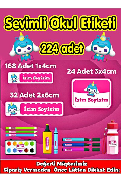 Dijital Baskılı Ürünler StickerDesign Okul Kreş Etiketi Kalem Defter Özel Isi...