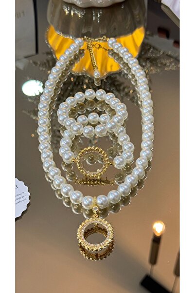 Şeyma ÖZŞAMLI Dorika Model Yarım Altın Kolye Ve Yarım Altın Bileklik Inci Set...