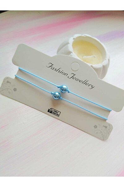 nasclaycollection Friend Friend Bracelet Blue Color Pearl 2 Pieces