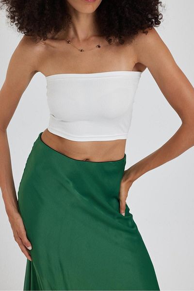 The Base Γυναικείο εκρού Scuba Strapless Crop Top