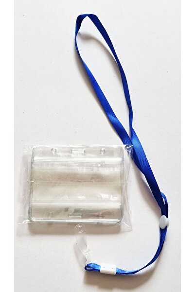 Modellino Card PVC cu șnur albastru - Guler transparent, 9x6cm, 10 buc