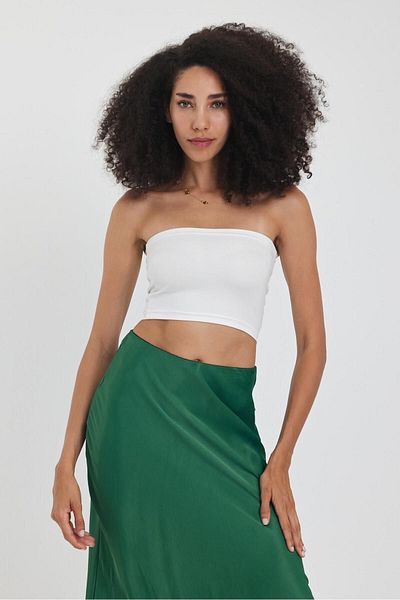 The Base Γυναικείο εκρού Scuba Strapless Crop Top