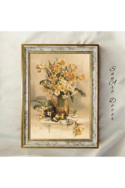 Sanart Pictură vintage cu rame, pictură în ulei, pictură înrămată, decor arti...