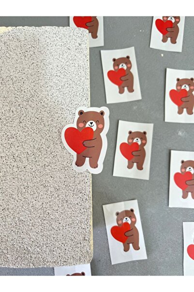 mey OFFICIAL Teddy bear cut heart adhesive stickers 30pcs
