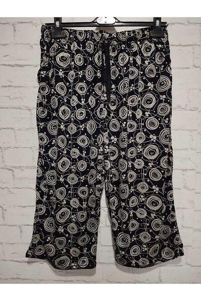 anne moda ankara Comfortable Fit, Stylish Patterned, Full Summer, Viscose Cotton High Waist, 2-Pocket Half Capri