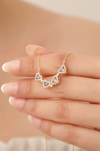 passion silver Kalp Yonca Mıknatıslı Kolye 14k Gold Kadn