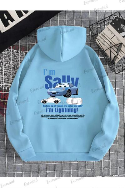 Evomind Car Printed Unisex Blue Kids and Adult Sweatshirt